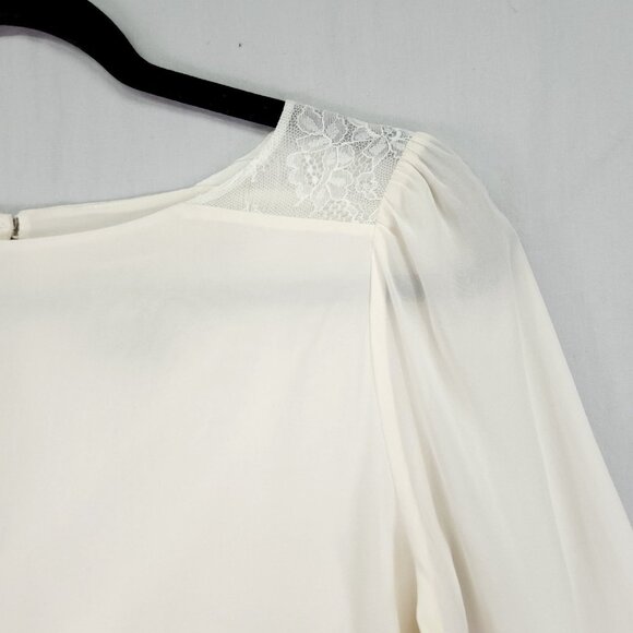 Alice And Olivia Silk Blouse Size Small Ivory With Lace Trim Long Sleeve Lux - Picture 11 of 16